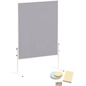 MAULsolid Moderationstafel, Filz, grau, B 1200 x H 1500 mm + Moderationskarten-Set mit 360 Karten und 200 Pin-Nadeln 