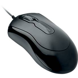 Maus Kensington Mouse-in-a-Box™ EQ, kabelgebunden, für Links-/Rechtshänder, 2 Tasten und Scrollrad, 1000 dpi, PCR, schwarz