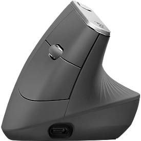 Maus Logitech MX Vertical, optisch, BT/Kabel, 6 Tasten, 4000 dpi, ergonomisch, graphitgrau