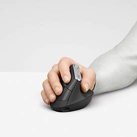 Maus Logitech MX Vertical, optisch, BT/Kabel, 6 Tasten, 4000 dpi, ergonomisch, graphitgrau