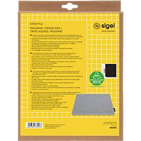 Mauspad Sigel Eyestyle, B 250 x T 200 x H 7 mm, Textiloberfläche aus Recycling-PET, hellgrau/schwarz 