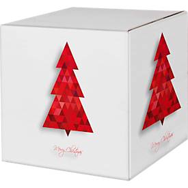 Maxibriefkartons, mit Motiv „Tannenbaum“, portooptimiert, bis 20 kg, Außenmaße 350 x 250 x 50 mm, Mikrowellpappe, weiß-braun, 20 Stück