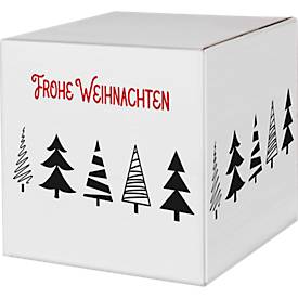 Maxibriefkartons, mit Motiv „Tannenbaumallee“, portooptimiert, bis 20 kg, Außenmaße 350 x 250 x 50 mm, Mikrowellpappe, weiß-braun, 20 Stück