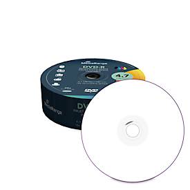 MediaRange DVD Rohlinge DVD-R MR407, 4,7 GB/120 min, 16-fache Schreibgeschwindigkeit, bedruckbar mit Inkjetdruckern, 25 Stück auf Spindel, weiß