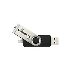 MediaRange MR932 - USB-Flash-Laufwerk - 32 GB - USB 2.0 / micro USB - Schwarz/Silber