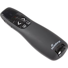 MediaRange Präsentationsfernbedienung MROS220, mit 5 Tasten und rotem Laserpointer, bis zu 15 m, schwarz