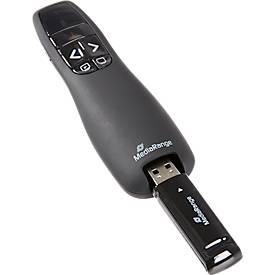 MediaRange Präsentationsfernbedienung MROS220, mit 5 Tasten und rotem Laserpointer, bis zu 15 m, schwarz
