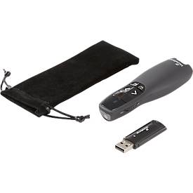 MediaRange Präsentationsfernbedienung MROS220, mit 5 Tasten und rotem Laserpointer, bis zu 15 m, schwarz