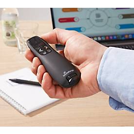 MediaRange Präsentationsfernbedienung MROS220, mit 5 Tasten und rotem Laserpointer, bis zu 15 m, schwarz