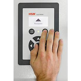 Medienvernichter HSM StoreEx HDS 150, Sicherheitsstufen T-1, E-2, H-3, Schnittbreite 40 mm, lichtgrau/eisengrau