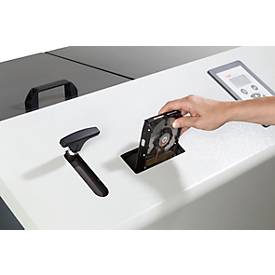 Medienvernichter HSM StoreEx HDS 150, Sicherheitsstufen T-1, E-2, H-3, Schnittbreite 40 mm, lichtgrau/eisengrau