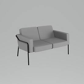 meet by Paperflow 2-Sitzer Outdoor Sofa MEDSO, Größe L, Stahlgestell, B 1250 x T 747 x H 740 mm, 240 kg, grau