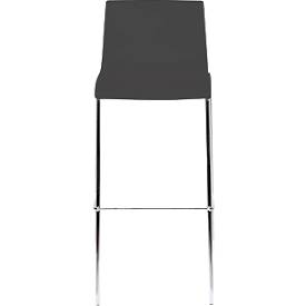 meet by Paperflow Barhocker HARPER, Rückenlehne, stapelbar, B 390 x T 320 x H 760 mm, Polypropylen und verchromter Stahl, schwarz, 2 Stück