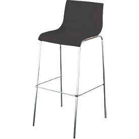 meet by Paperflow Barhocker HARPER, Rückenlehne, stapelbar, B 390 x T 320 x H 760 mm, Polypropylen und verchromter Stahl, schwarz, 2 Stück