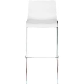 meet by Paperflow Barhocker HARPER, Rückenlehne, stapelbar, B 390 x T 320 x H 760 mm, Polypropylen und verchromter Stahl, weiß, 2 Stück