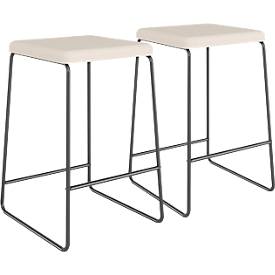 meet_by_Paperflow Barhocker Medso, Kunstleder/Metall, Sitzhöhe 75 cm, cremebeige/mattschwarz, 2er-Set
