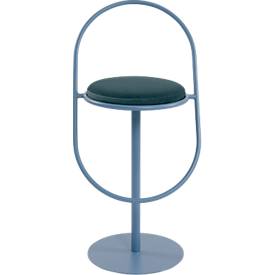 meet by Paperflow Barhocker Saturne, mit Rückenlehne, Sitzhöhe 765 mm, gepolstert, zu 100 % recycelbar, Samtbezug blau, Gestell blau