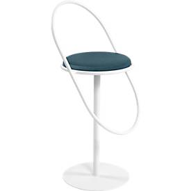 meet by Paperflow Barhocker Saturne, mit Rückenlehne, Sitzhöhe 765 mm, gepolstert, zu 100 % recycelbar, Samtbezug blau, Gestell weiß