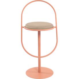 meet by Paperflow Barhocker Saturne, mit Rückenlehne, Sitzhöhe 765 mm, gepolstert, zu 100 % recycelbar, Samtbezug elfenbeinfarben, Gestell rosa