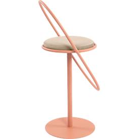 meet by Paperflow Barhocker Saturne, mit Rückenlehne, Sitzhöhe 765 mm, gepolstert, zu 100 % recycelbar, Samtbezug elfenbeinfarben, Gestell rosa