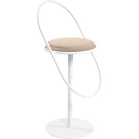 meet by Paperflow Barhocker Saturne, mit Rückenlehne, Sitzhöhe 765 mm, gepolstert, zu 100 % recycelbar, Samtbezug elfenbeinfarben, Gestell weiß