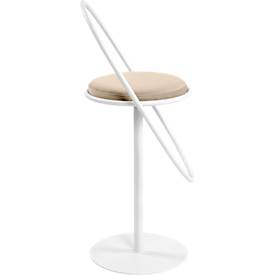 meet by Paperflow Barhocker Saturne, mit Rückenlehne, Sitzhöhe 765 mm, gepolstert, zu 100 % recycelbar, Samtbezug elfenbeinfarben, Gestell weiß