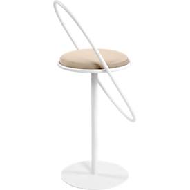 meet by Paperflow Barhocker Saturne, mit Rückenlehne, Sitzhöhe 765 mm, gepolstert, zu 100 % recycelbar, Samtbezug elfenbeinfarben, Gestell weiß