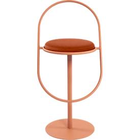 meet by Paperflow Barhocker Saturne, mit Rückenlehne, Sitzhöhe 765 mm, gepolstert, zu 100 % recycelbar, Samtbezug rostfarben, Gestell rosa