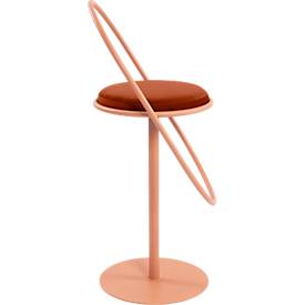 meet by Paperflow Barhocker Saturne, mit Rückenlehne, Sitzhöhe 765 mm, gepolstert, zu 100 % recycelbar, Samtbezug rostfarben, Gestell rosa