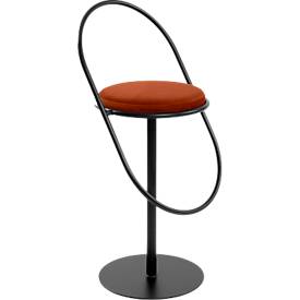 meet by Paperflow Barhocker Saturne, mit Rückenlehne, Sitzhöhe 765 mm, gepolstert, zu 100 % recycelbar, Samtbezug rostfarben, Gestell schwarz