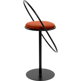 meet by Paperflow Barhocker Saturne, mit Rückenlehne, Sitzhöhe 765 mm, gepolstert, zu 100 % recycelbar, Samtbezug rostfarben, Gestell schwarz