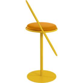 meet by Paperflow Barhocker Saturne, mit Rückenlehne, Sitzhöhe 765 mm, gepolstert, zu 100 % recycelbar, Samtbezug safran, Gestell safran