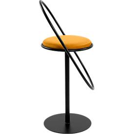 meet by Paperflow Barhocker Saturne, mit Rückenlehne, Sitzhöhe 765 mm, gepolstert, zu 100 % recycelbar, Samtbezug safran, Gestell schwarz