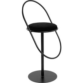 meet by Paperflow Barhocker Saturne, mit Rückenlehne, Sitzhöhe 765 mm, gepolstert, zu 100 % recycelbar, Samtbezug schwarz, Gestell schwarz