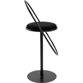 meet by Paperflow Barhocker Saturne, mit Rückenlehne, Sitzhöhe 765 mm, gepolstert, zu 100 % recycelbar, Samtbezug schwarz, Gestell schwarz