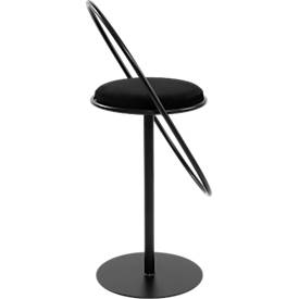 meet by Paperflow Barhocker Saturne, mit Rückenlehne, Sitzhöhe 765 mm, gepolstert, zu 100 % recycelbar, Samtbezug schwarz, Gestell schwarz