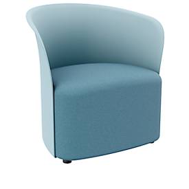 meet by Paperflow Clubsessel CROWN, Schaumpolsterung, mit Füßen, Sitzhöhe 380 mm, B 730 x T 635 x H 690 mm, Polypropylen & Hartfaserplatte, Polsterbezug blau