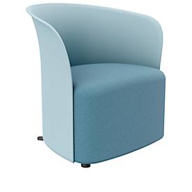 meet by Paperflow Fauteuil club CROWN, rembourrage en mousse, avec pieds, hauteur d'assise 380 mm, L 730 x P 635 x H 690 mm, polypropylène &amp; panneau de fibres dur, revêtement rembourré bleu