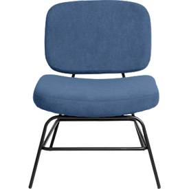 meet by Paperflow Fauteuil Curve, design industriel, revêtement polyester, structure acier &amp; contreplaqué, L 570 x P 710 x H 755 mm, bleu