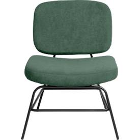 meet by Paperflow Fauteuil Curve, design industriel, revêtement polyester, structure acier &amp; contreplaqué, L 570 x P 710 x H 755 mm, vert