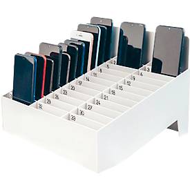 meet by Paperflow Handyablage Phone Docking, für 33 Mobiltelefone, Fächer nummeriert, PS, grau