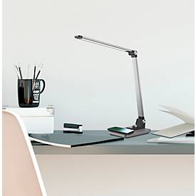 meet by Paperflow JOA LED-Tischleuchte Gebürstetes Silber, 400 lm (500 Lux), Qi-Ladepad 10W, CCT-Modus