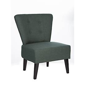 meet by Paperflow Lounge Sessel BRIGHTON Stoffbezug, Vintage-Steppung, Massivholzbeine Buche schwarz lackiert, anthrazit