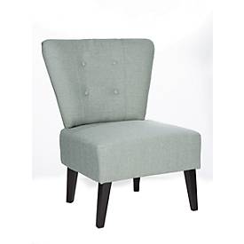 meet by Paperflow Lounge Sessel BRIGHTON Stoffbezug, Vintage-Steppung, Massivholzbeine Buche schwarz lackiert, hellgrau