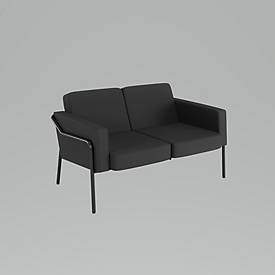 meet by Paperflow Outdoor 2-Sitzer Sofa MEDSO, Größe L, Stahlgestell, B 1250 x T 747 x H 740 mm, 240 kg, anthrazit