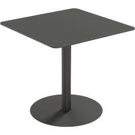 meet by Paperflow Outdoor-Tisch Cross, quadratisch, Tellerfuß, B 800 x T 800 x H 750 mm, grau/mattschwarz