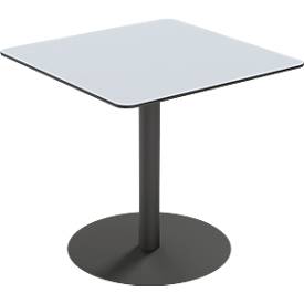 meet by Paperflow Outdoor-Tisch Cross, quadratisch, Tellerfuß, B 800 x T 800 x H 750 mm, grau/mattschwarz
