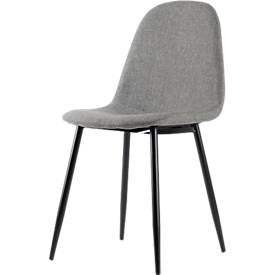 meet by Paperflow Schalenstuhl , gepolstert, 100% Polyester, Stahlgestell, Sitzhöhe 480 mm, 2er-Set, schwarz/grau