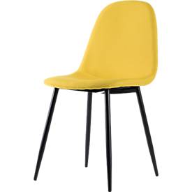 meet by Paperflow Schalenstuhl , gepolstert, 100% Polyester, Stahlgestell, Sitzhöhe 480 mm, 2er-Set, schwarz/Safran