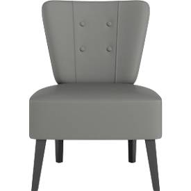 meet by Paperflow Sessel BRIGHTON, 4-Fußgestell, Sitz- und Rückenpolsterung, Kunstlederbezug, B 650 x T 490 x H 410 mm, mausgrau/schwarz